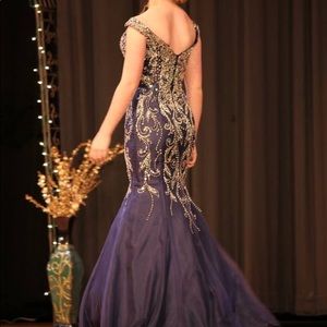 Navy blue pageant gown
